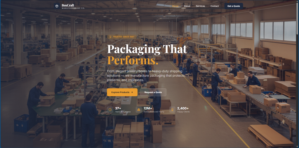 Screenshot of BoxCraft Manufacturing Co.