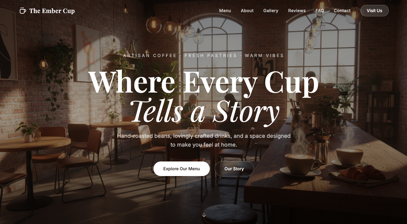 Modern & Cozy Coffee Shop Website template preview