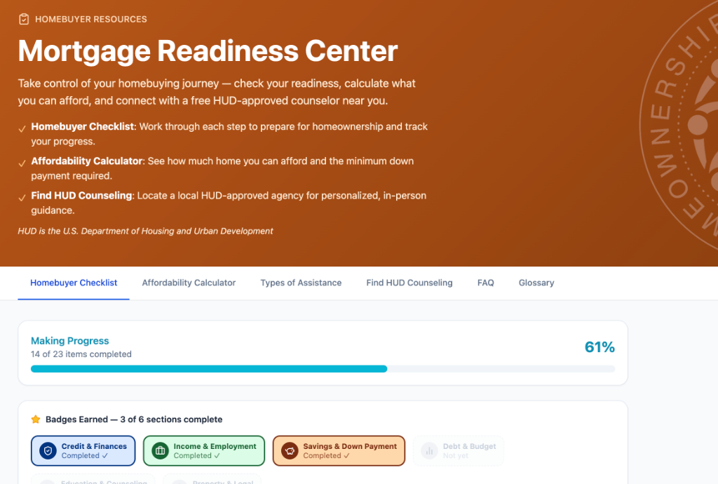 Mortgage Readiness Center on ReadyOwn