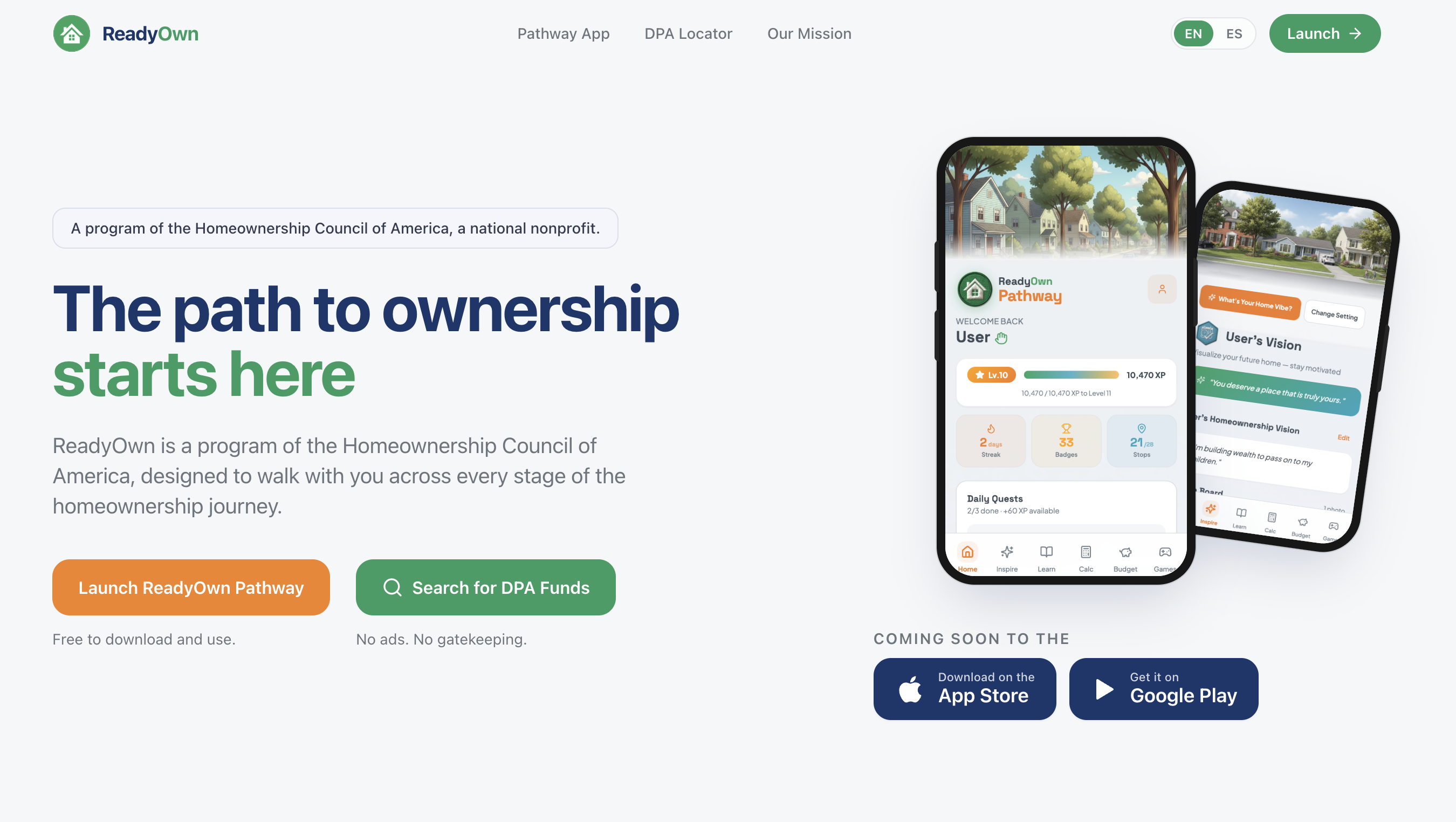 ReadyOwn platform shown across mobile devices