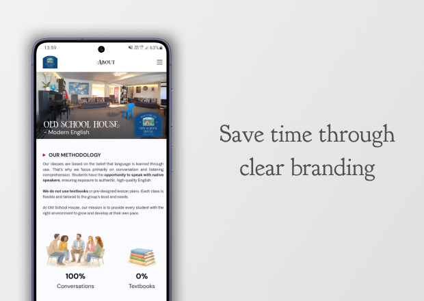 Cover image of Website design for an English school