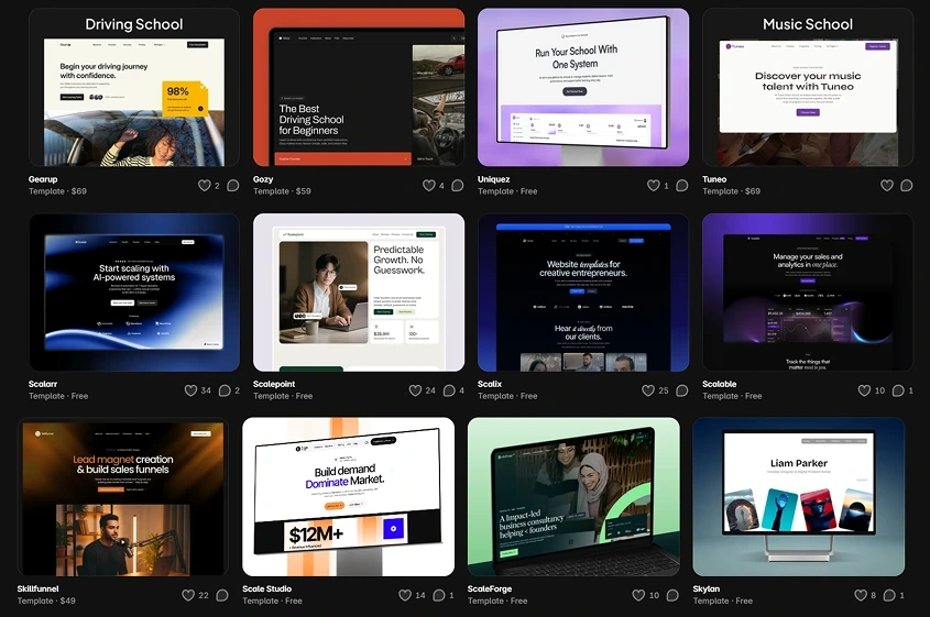 Framer's marketplace is a great resource to get a project started