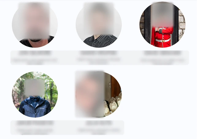 Compare the positions of faces and backgrounds between pictures