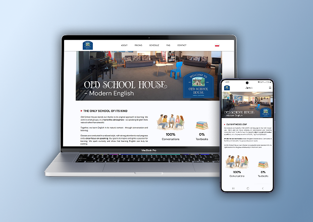 Website design for an English school project visual