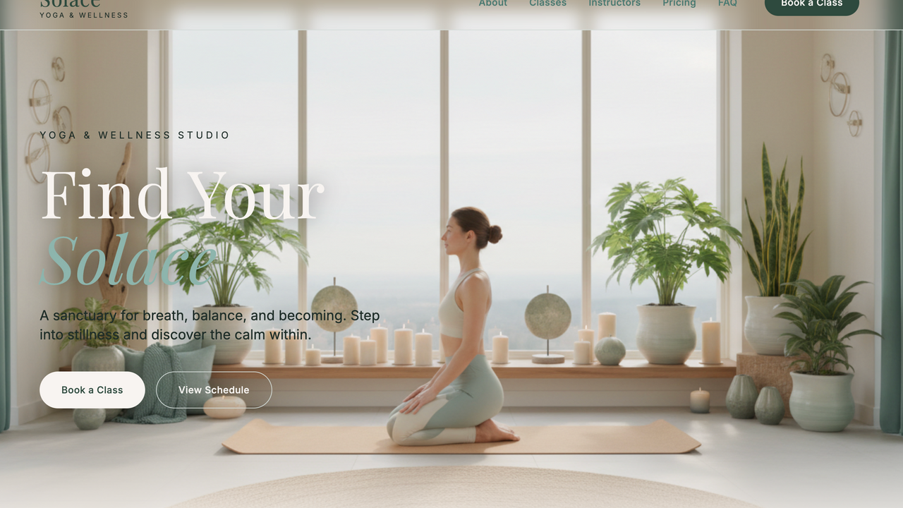 Luxury Yoga & Wellness Studio Website template preview