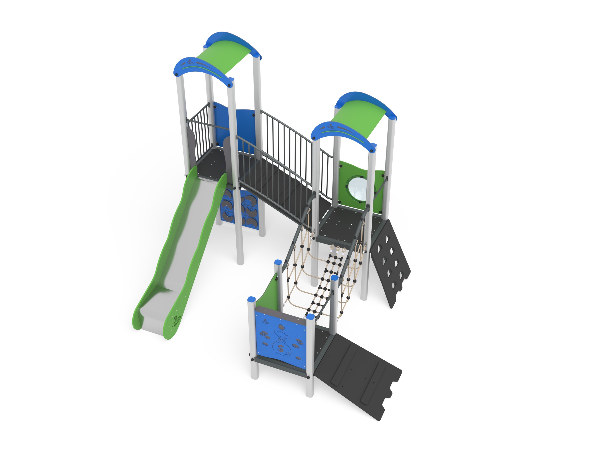 Nuovo parco giochi Mango Easy installato al Parco degli Angeli di Villa Lempa, Civitella del Tronto (TE), su platea di calcestruzzo con pavimentazione antitrauma in EPDM conforme UNI EN 1177