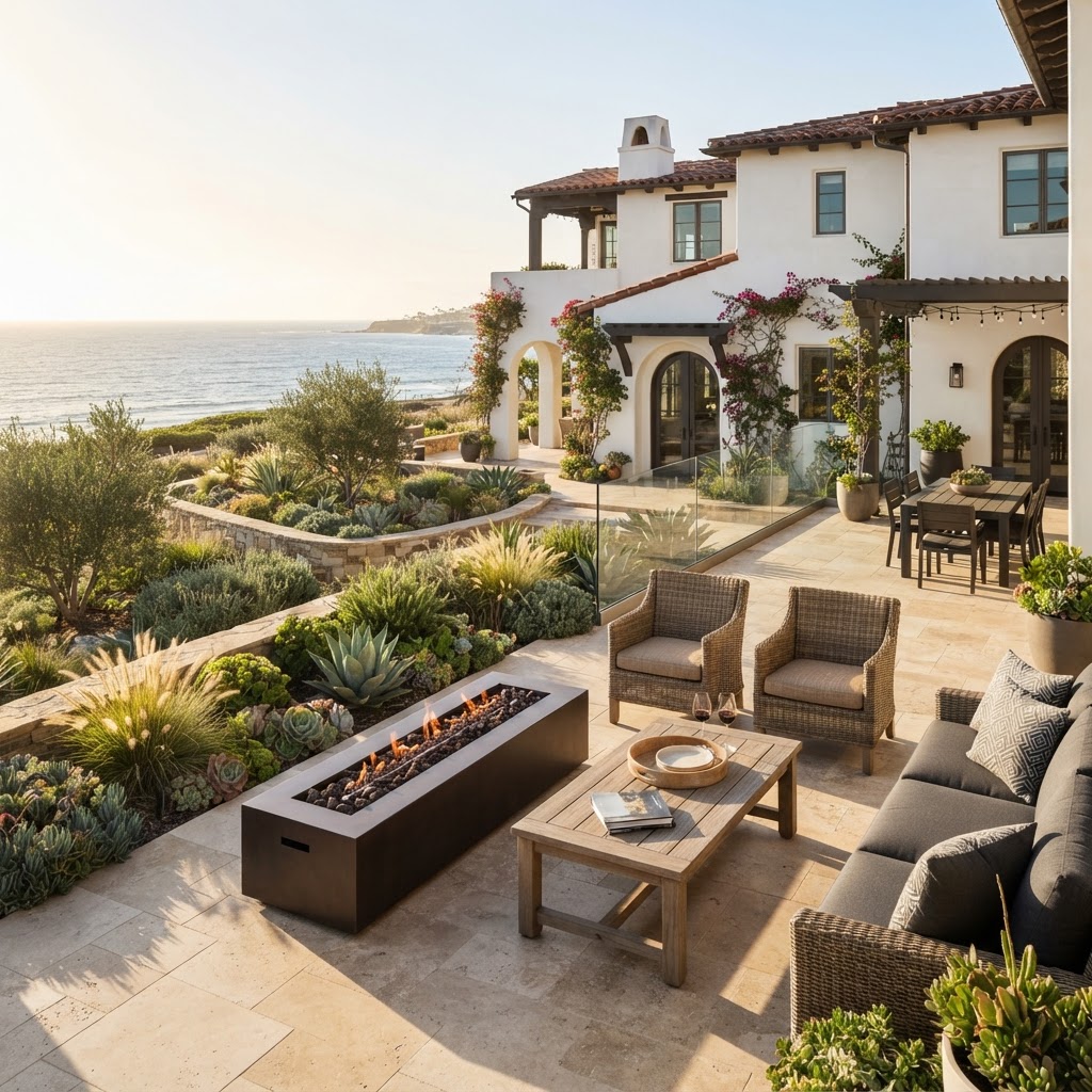San Diego coastal landscape and outdoor living space