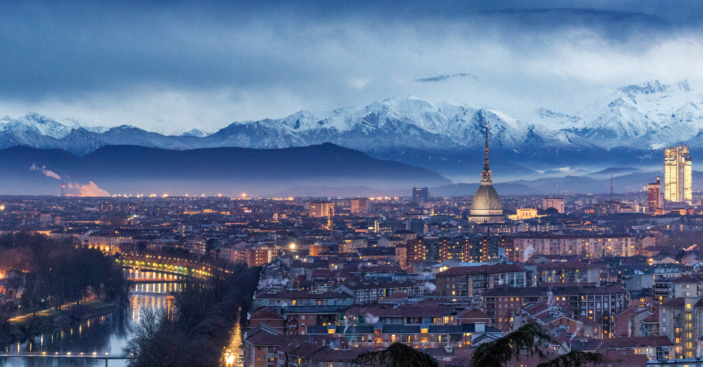 Turin panorama with Alps