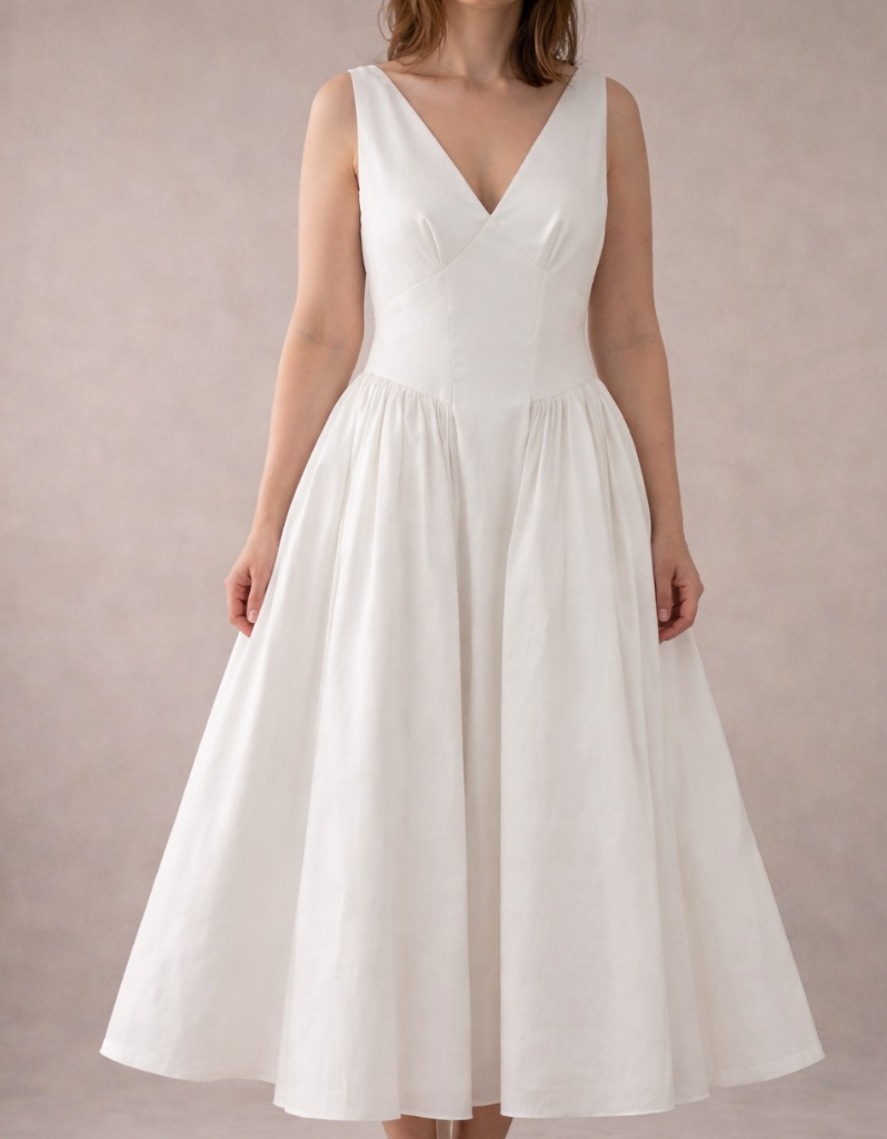 Minimal V-Neck Gown