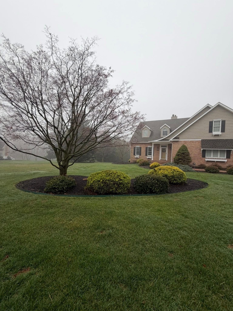Professional landscaping and mulch bed work in Harford County