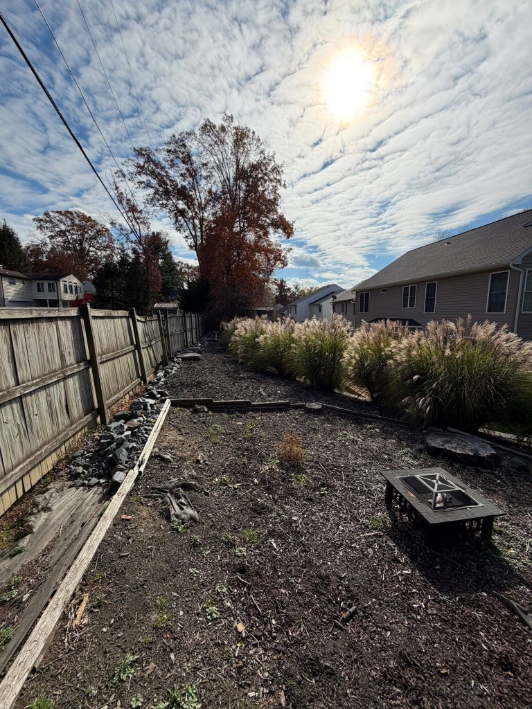 Backyard landscaping and bed cleanup in Bel Air MD