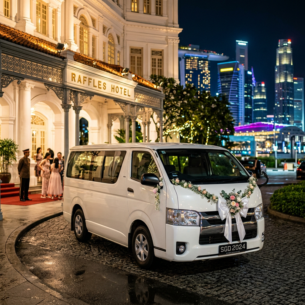 White Toyota HiAce Commuter wedding limo Singapore