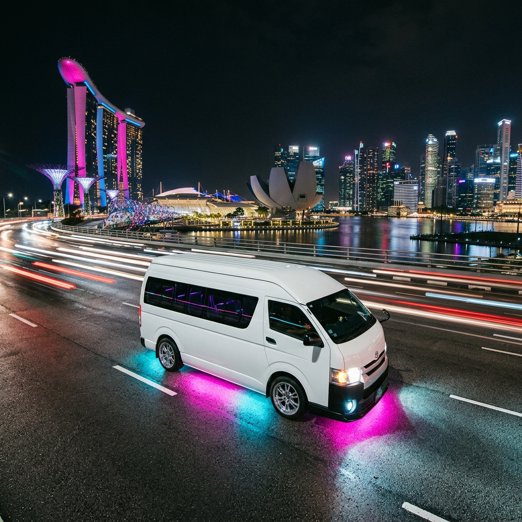 Toyota HiAce exterior premium Singapore night