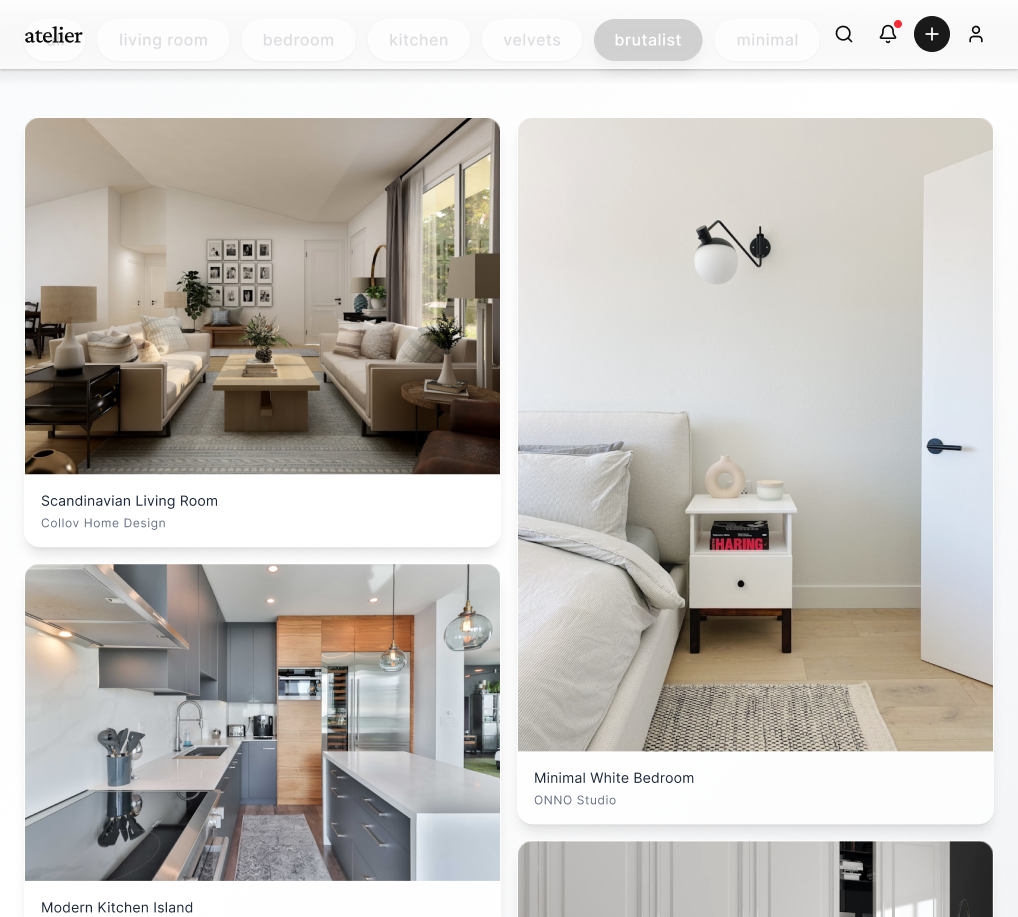 Atelier — Feed screen
