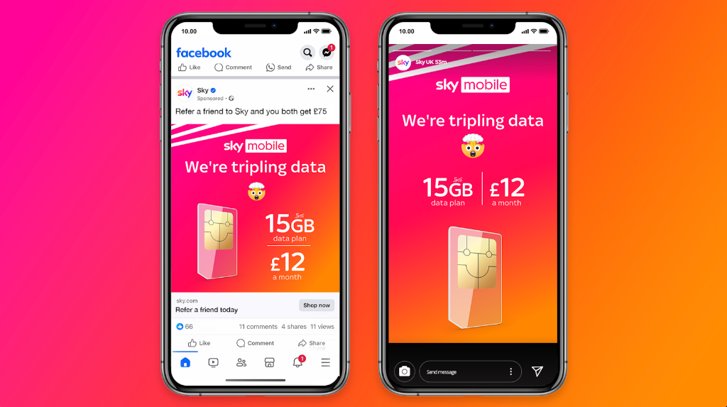 Sky Mobile campaign — Facebook and Instagram ads