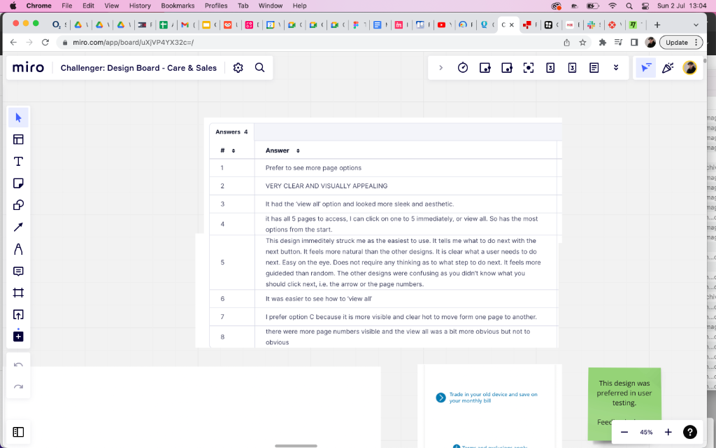 User testing answers — pagination preferences