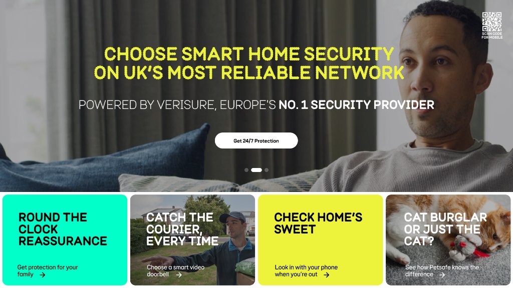 EE homepage — powered by Verisure