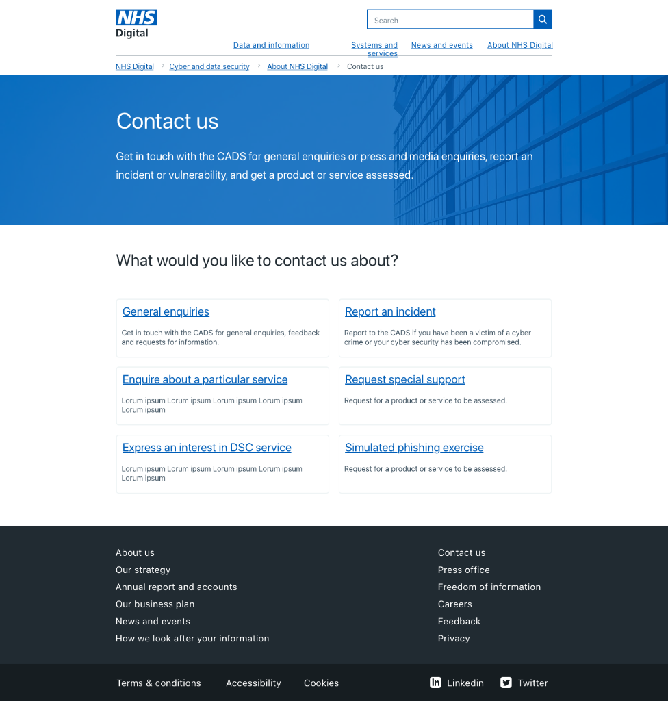 Contact us interface design