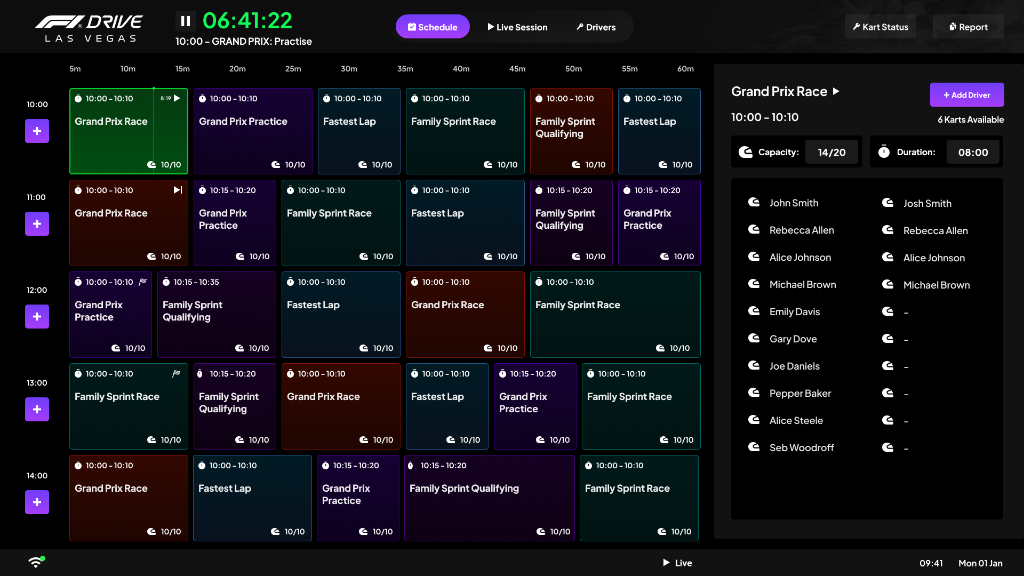 Session scheduling and live operational controls