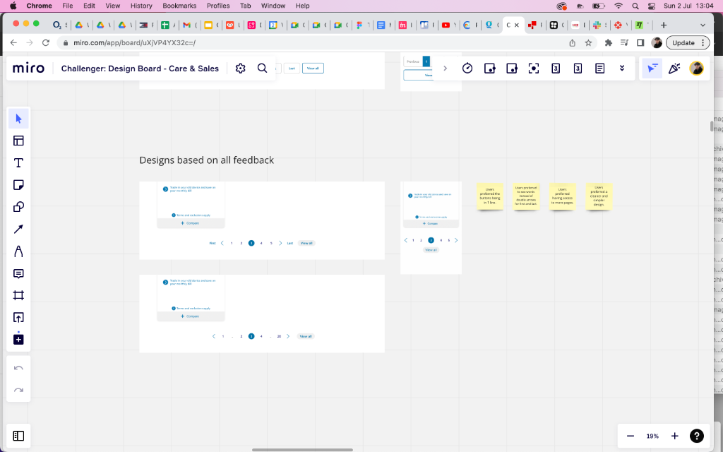 Challenger design board — designs based on all feedback