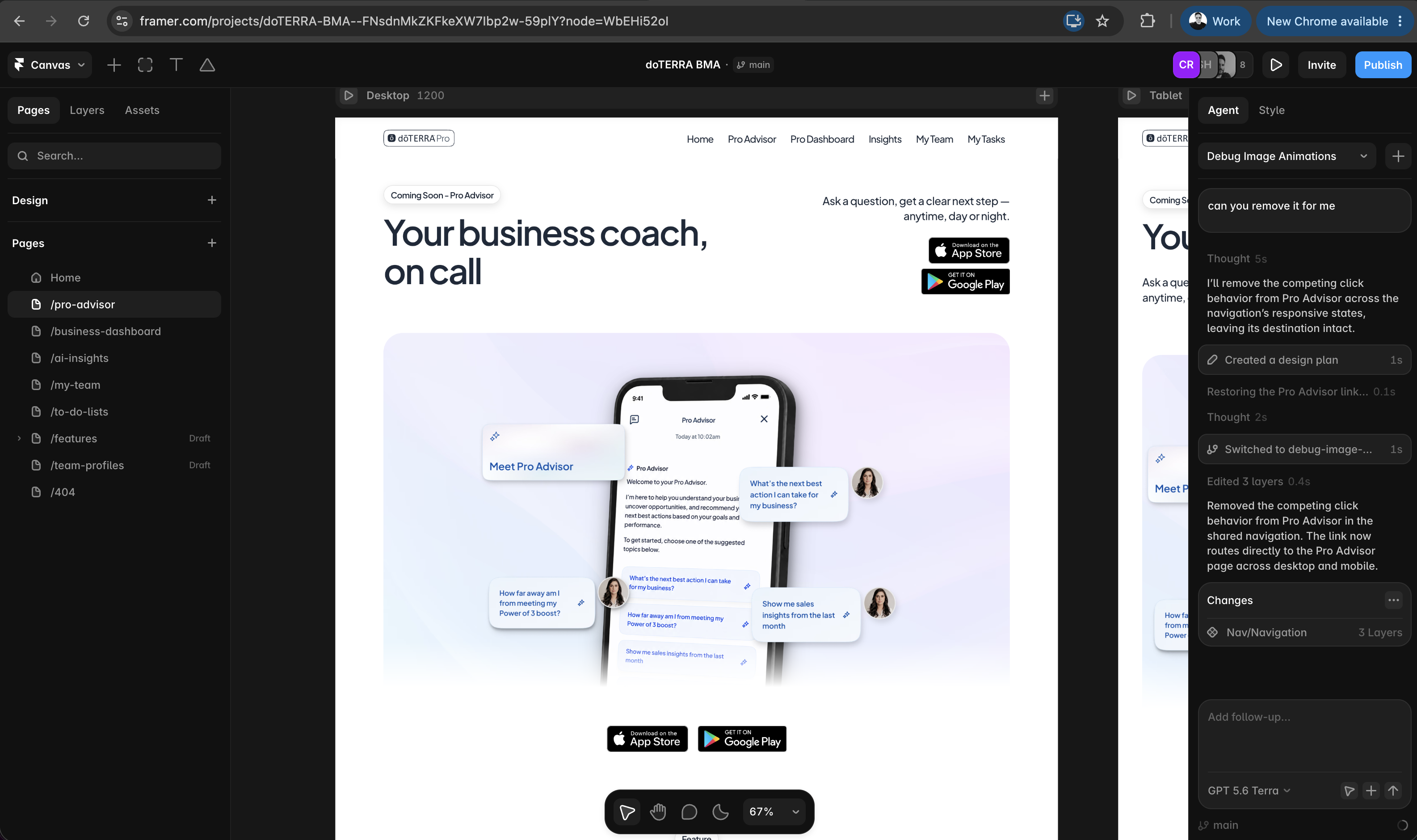 dōTERRA Pro Advisor with floating conversation prompts