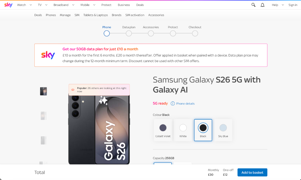 Sky Mobile phone product detail page