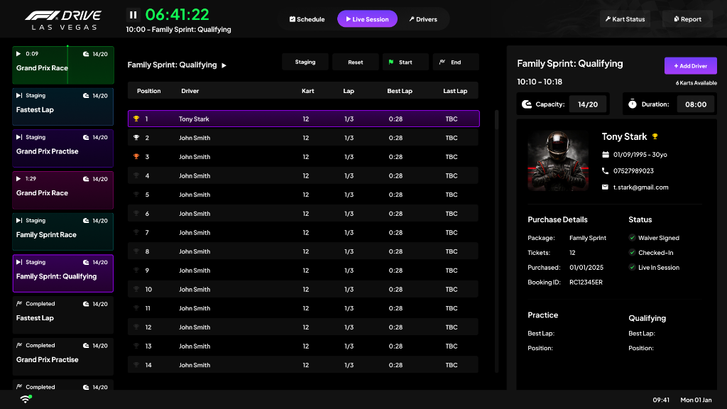 Real-time leaderboards with driver intelligence