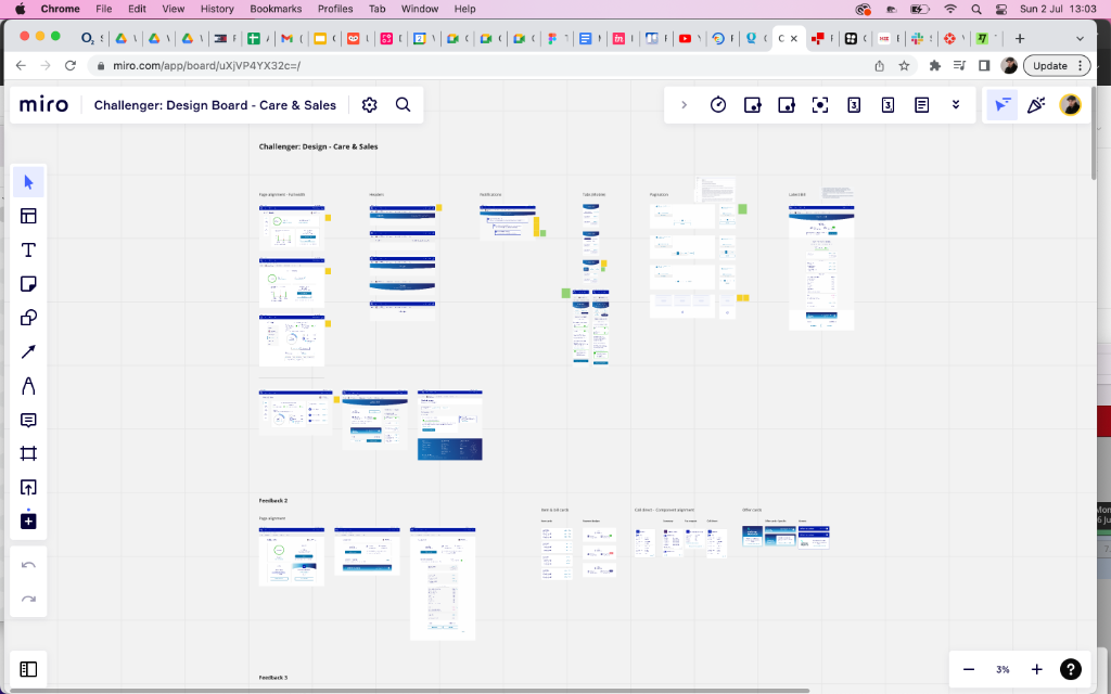 Challenger design board — feedback 1, page alignment and headers