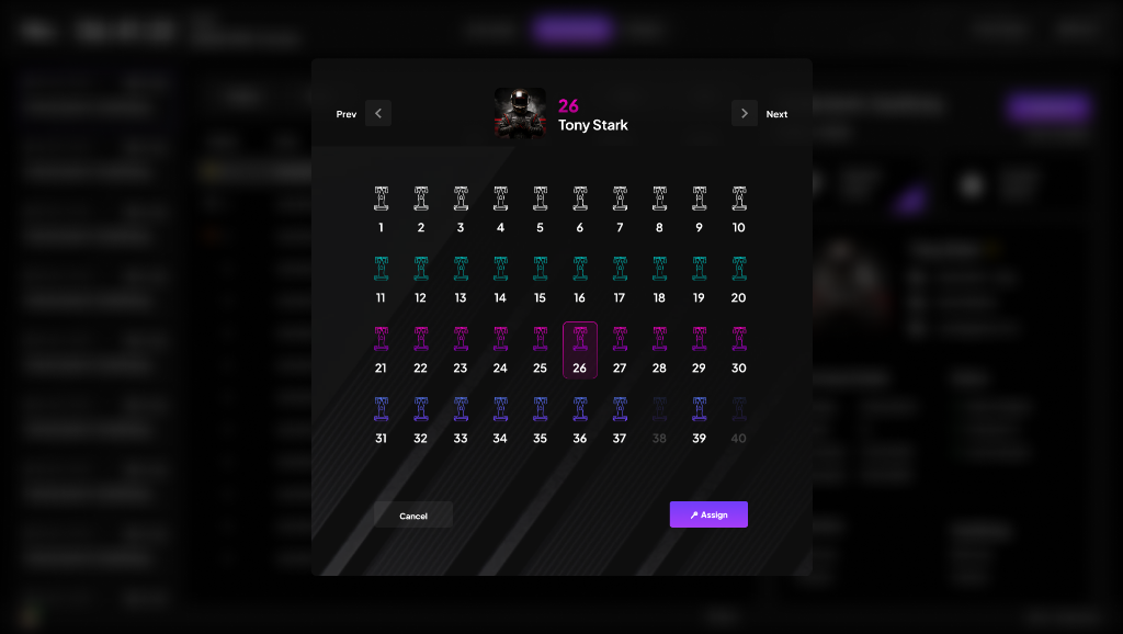 Visual kart selection with live availability