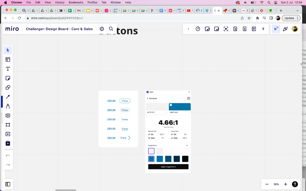 Accessibility — button contrast ratio checking