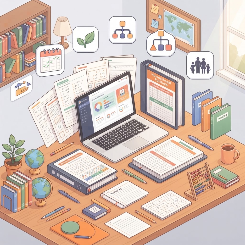 Homeschool portfolio illustration