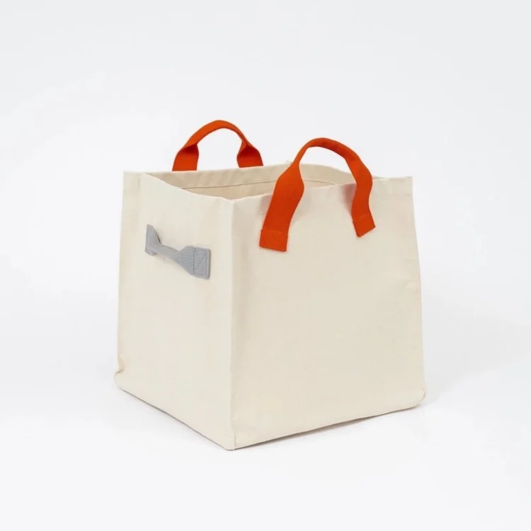 Small Laundry Tote — Bright Orange + Grey