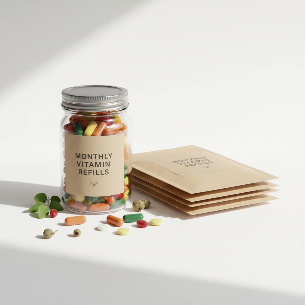 Vitamin Supplement Refills (Glass Jar)