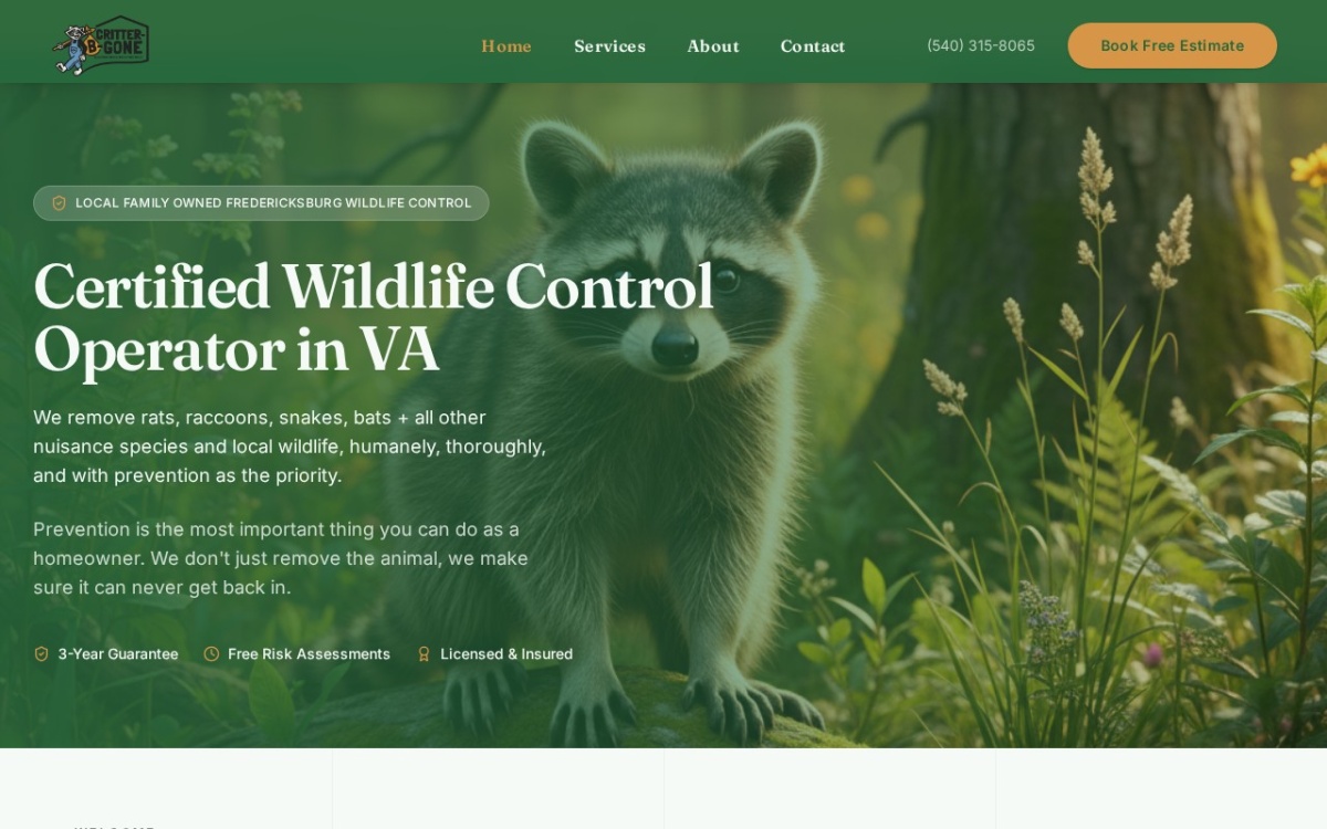 Critter-B-Gone website screenshot