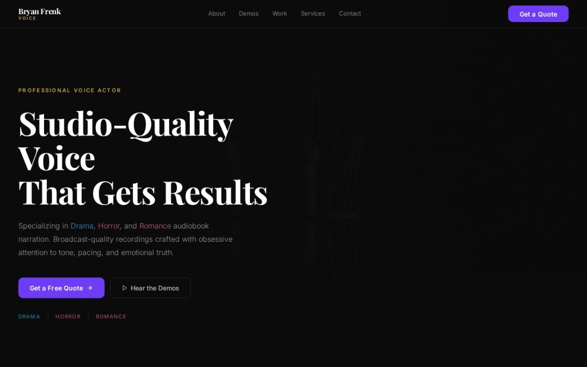 Bryan Frenk Voice website screenshot
