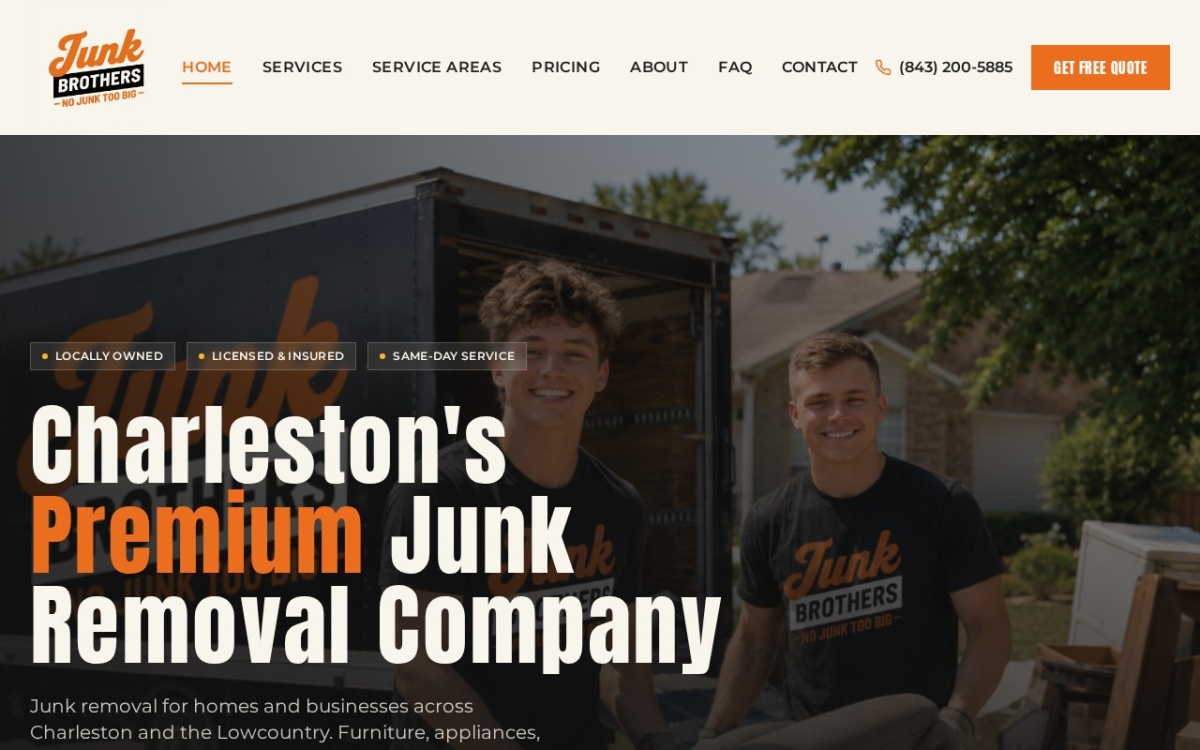 Junk Brothers website screenshot