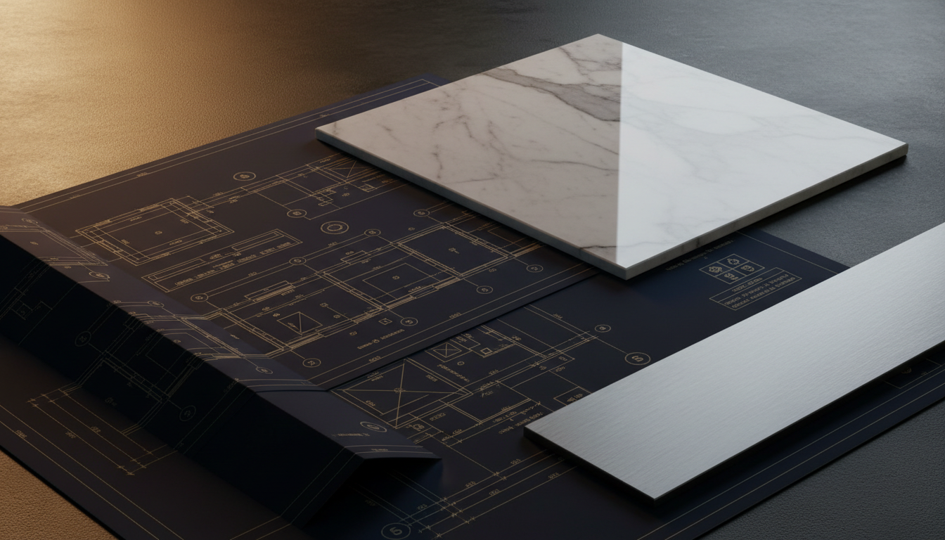 Architectural blueprints and construction plans