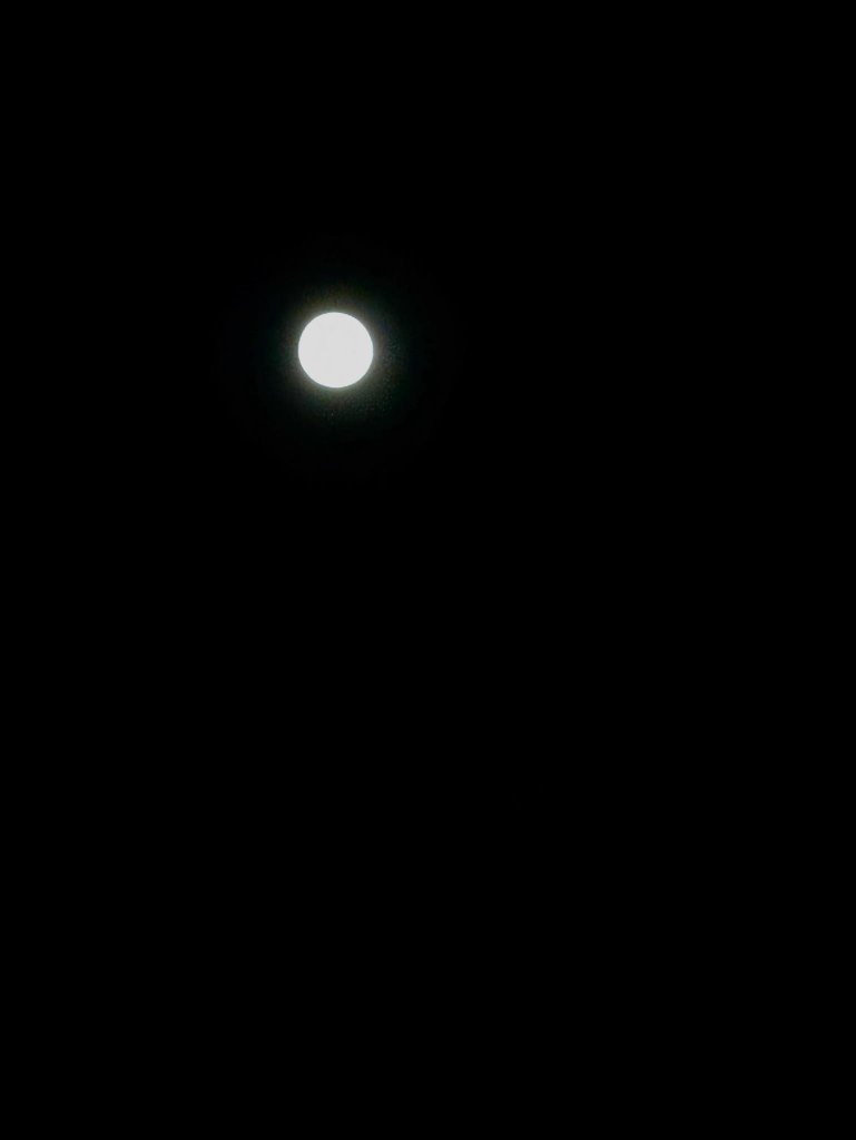 Full moon glowing against a dark night sky