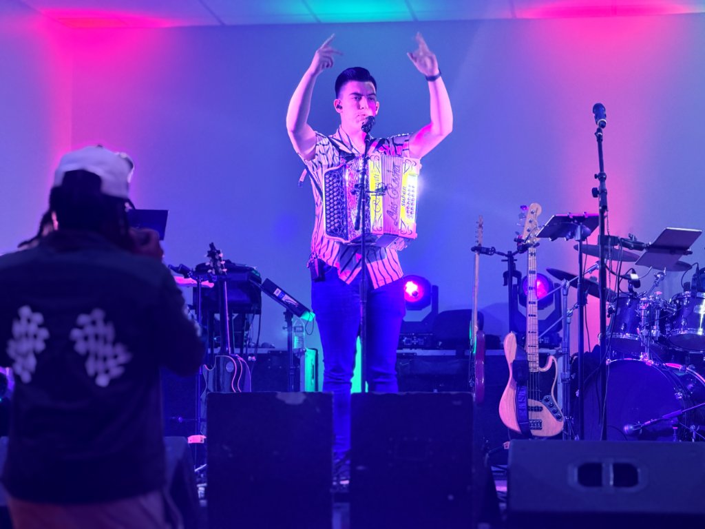 Performer on stage with accordion at Taste of Portugal 2026
