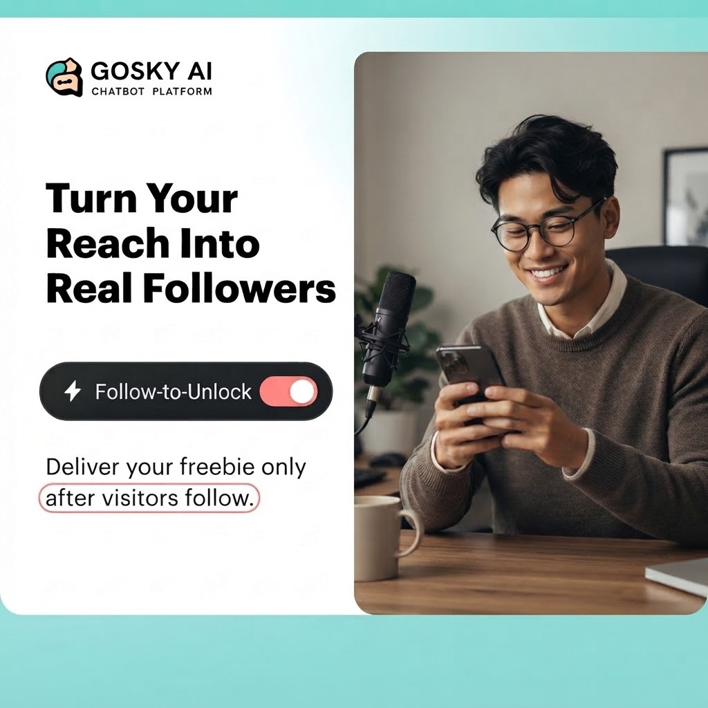 GoSky AI Follow-to-Unlock flow converting Instagram comments into new followers
