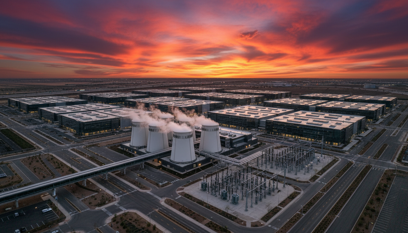 Modern data center campus with power infrastructure