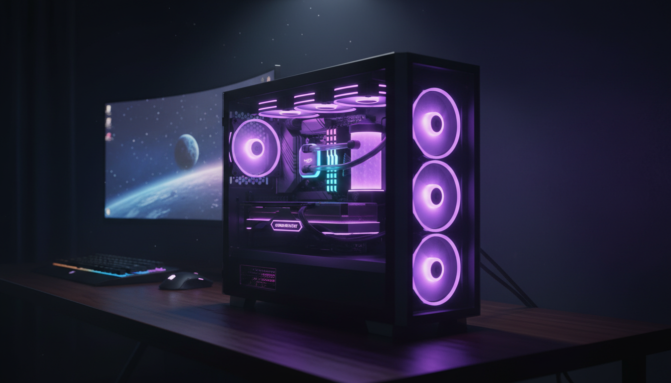 Custom gaming PC with RGB lighting