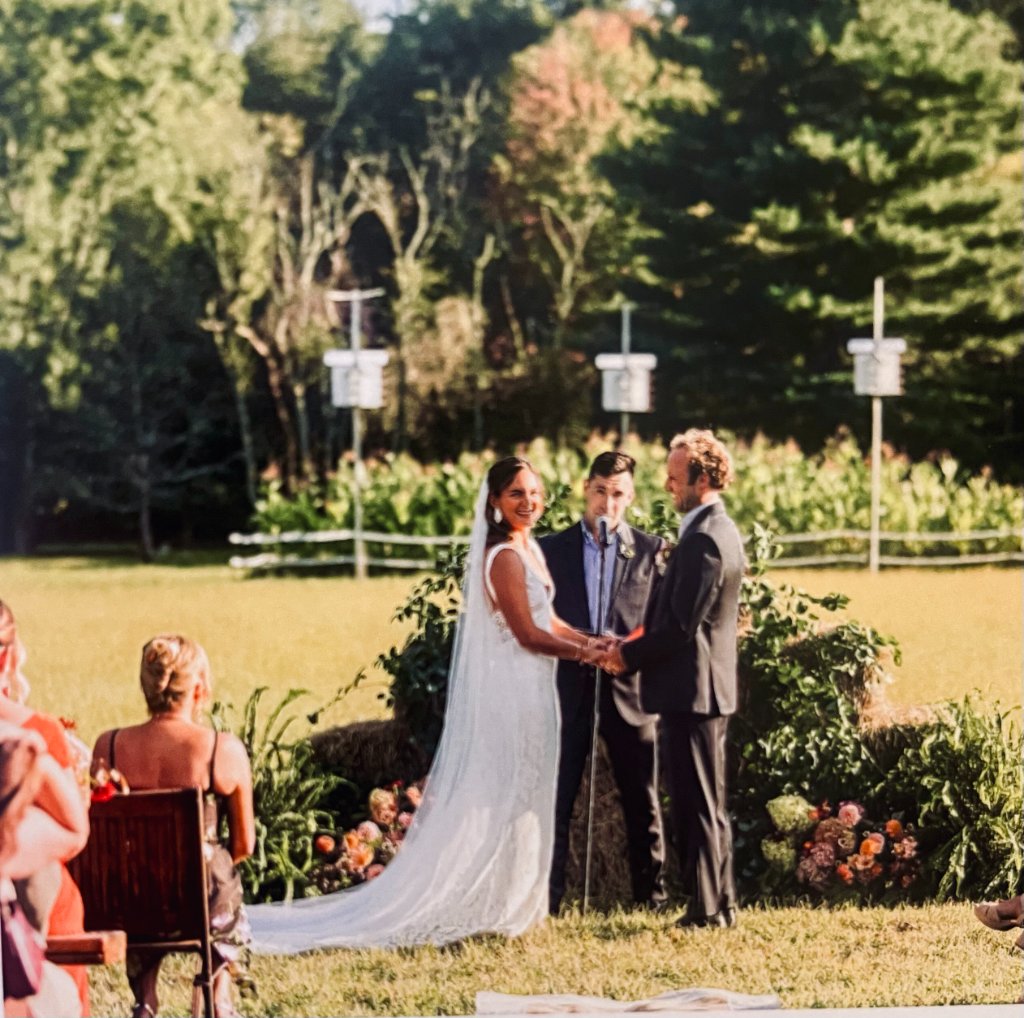 Wedding ceremony at Beyer Blossom Estate barn venue, Wall Township Monmouth County NJ