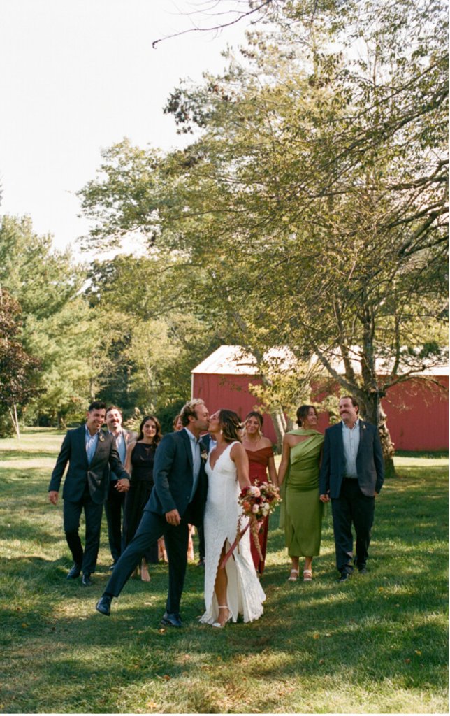 Bridal party at Beyer Blossom Estate flower farm wedding venue, Jersey Shore NJ
