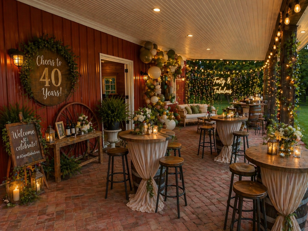 40th birthday party at Beyer Blossom Estate farm venue, Wall Township NJ