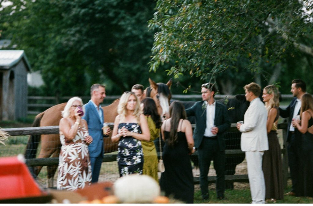 Guests enjoying the farm animals at Beyer Blossom Estate lavender farm, NJ