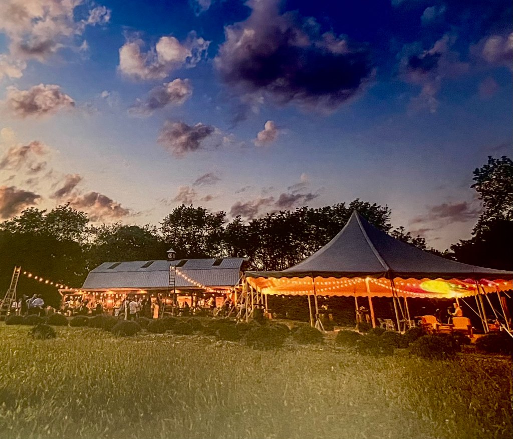 Evening outdoor event under the stars at Beyer Blossom Estate farm venue, NJ
