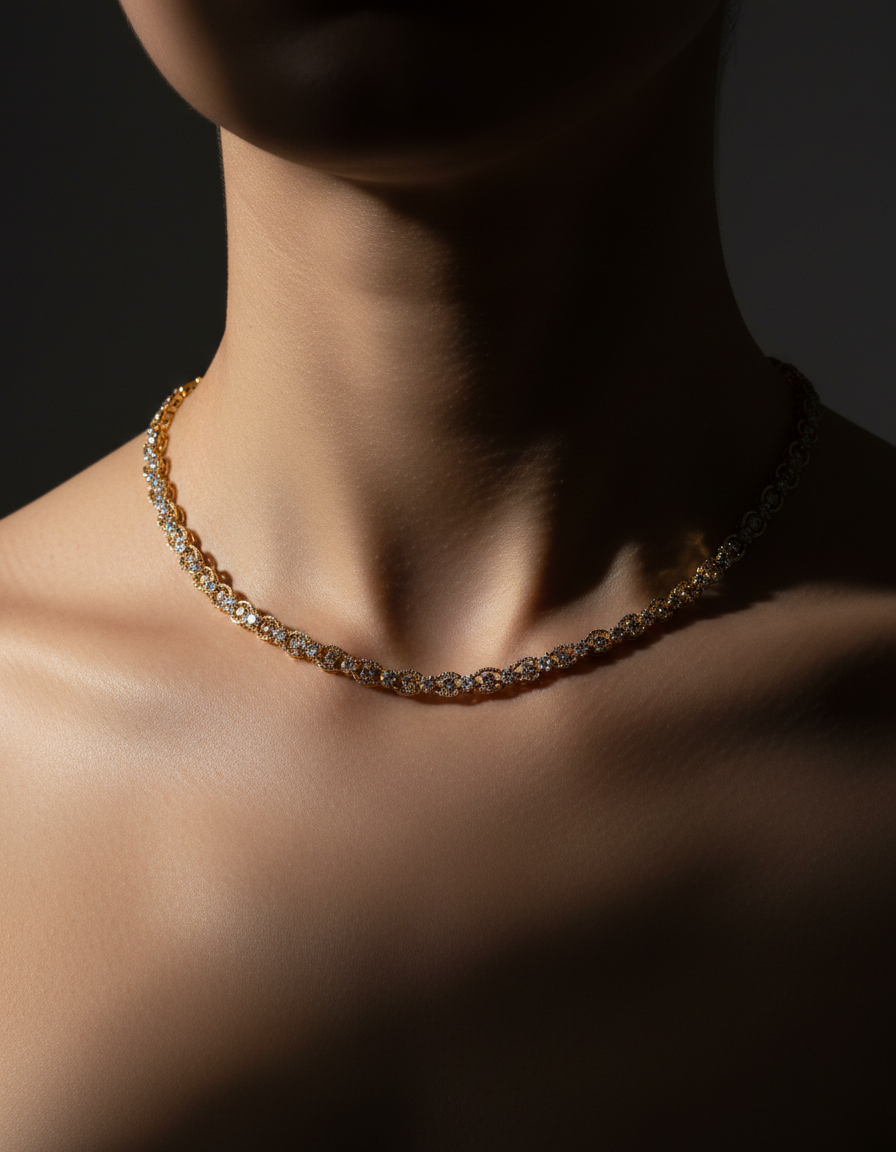 Diamond tennis bracelet on silk backdrop