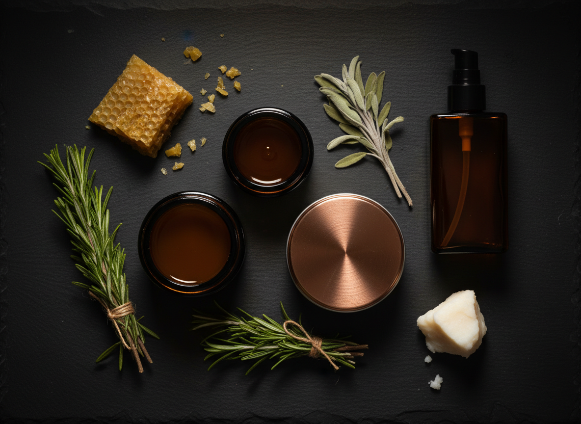 The Elements Kit - all four Anchor & Ash products arranged on dark slate
