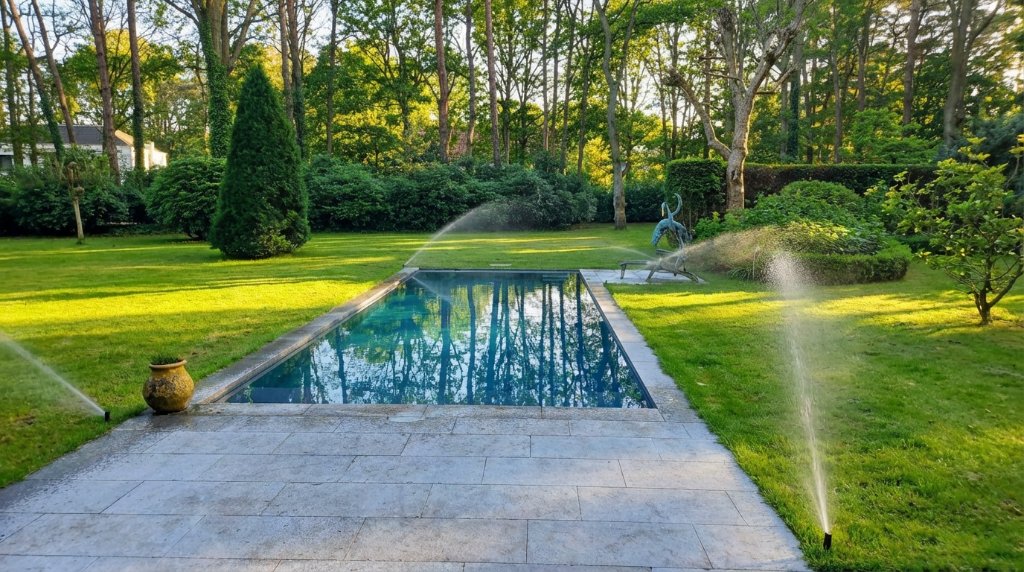 Prachtige tuin met verlichting en irrigatie